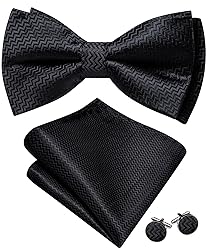 Barry.Wang Black Bow Ties for Men Pre-tied Bow Tie