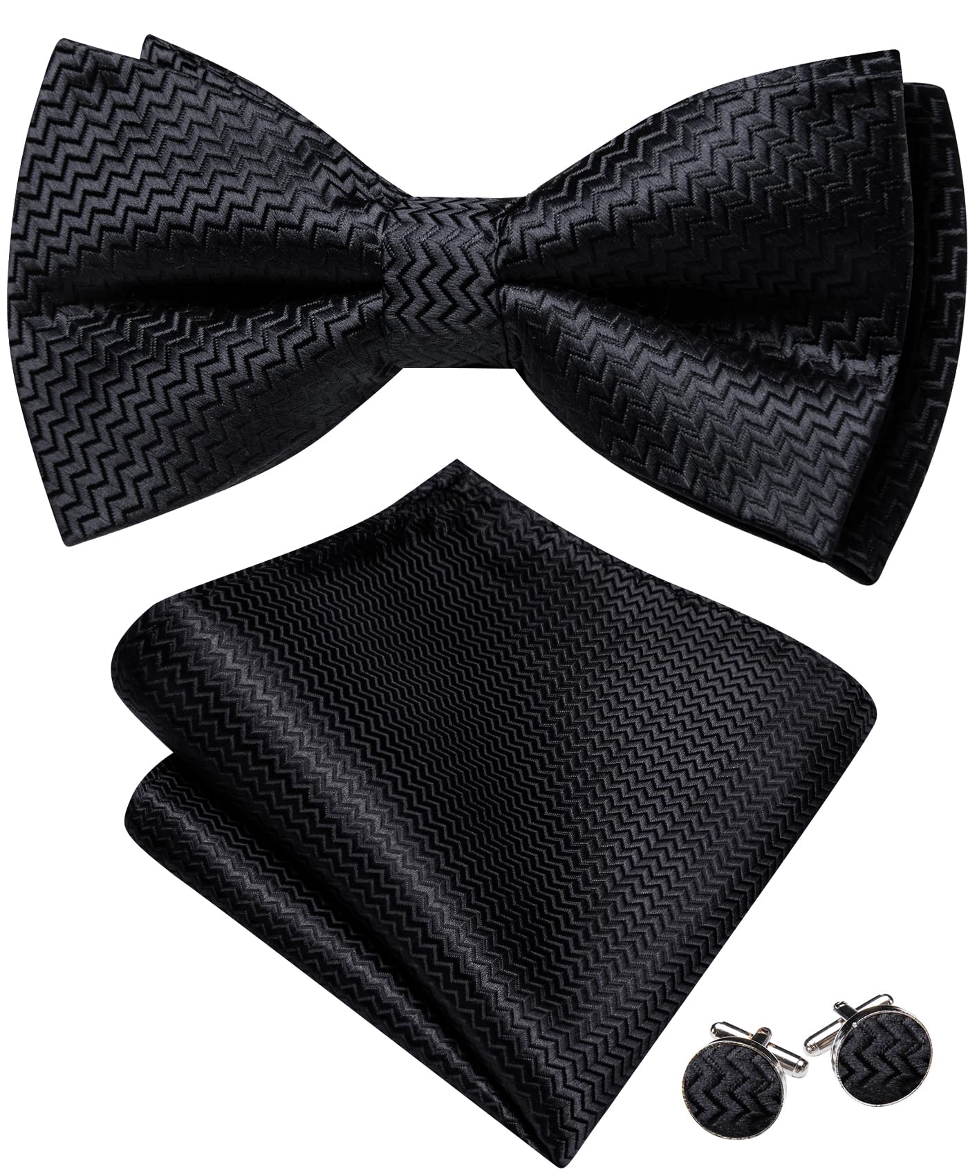Barry.Wang Black Bow Ties for Men Pre-tied Bow Tie