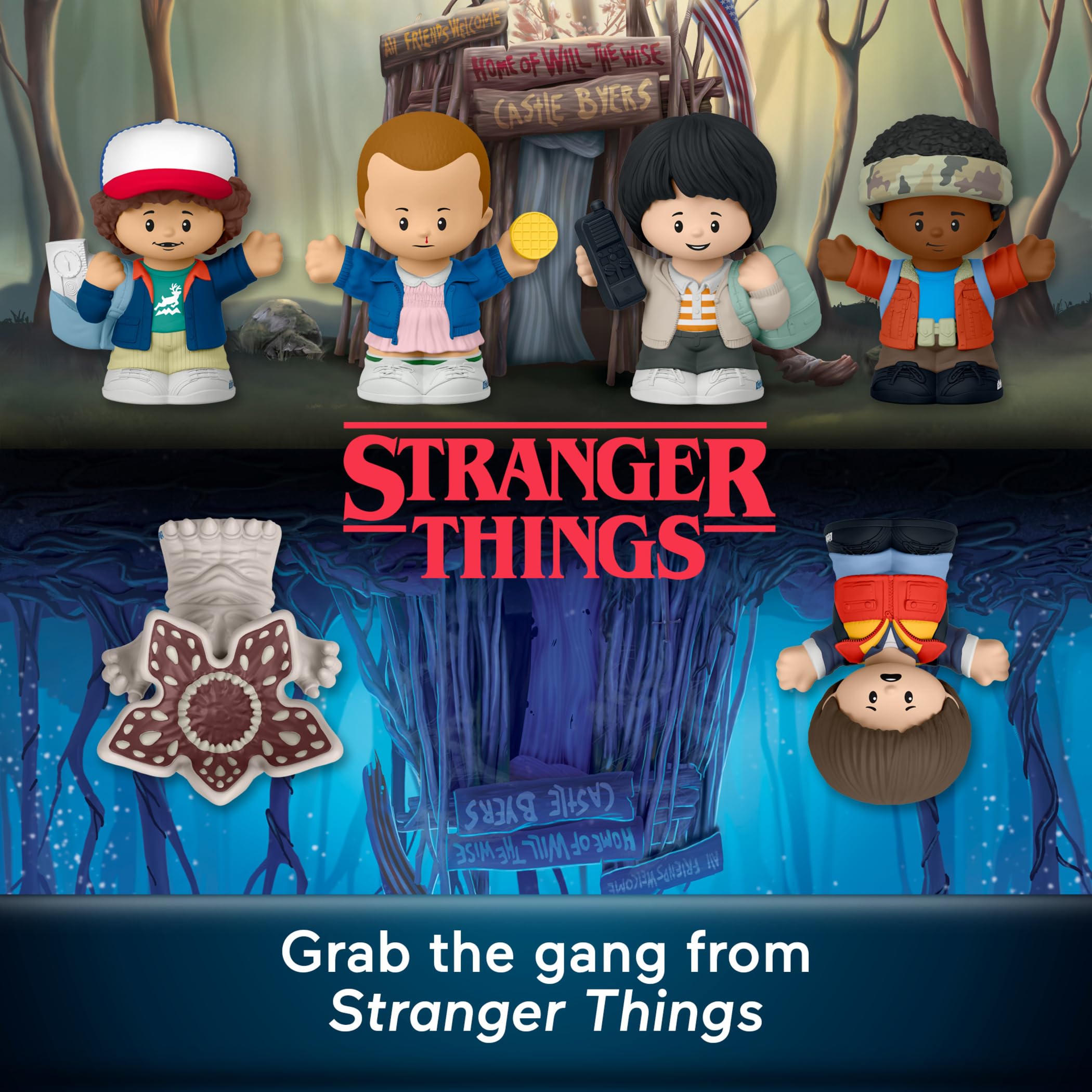 Little People COLLECTOR Stranger Things Castle Byers Special Edition Set for Adults & Fans, 6 Figures for in a Display Package