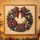 DIY Christmas Pearl Diamond Painting,Christmas Pearl Art Kit(Wreath) | 3D Pearl Diamond Painting Kit for Adults & Beginners, Gem Art Craft with Gemstone Beads, Holiday Wall Decor & Christmas Gift