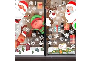 PTWOLA 162Pcs 9 Sheets Christmas Window Clings Stickers Snowflake Decorations Stickers Indoor Holiday Christmas Window Decals Clings Decor for Winter Party Home Office Classroom Ornaments
