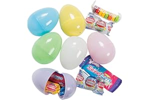 FUN EXPRESS Candy Filled Easter Eggs - Bulk set of 24 Pastel Eggs - Easter Hunt Party Supplies