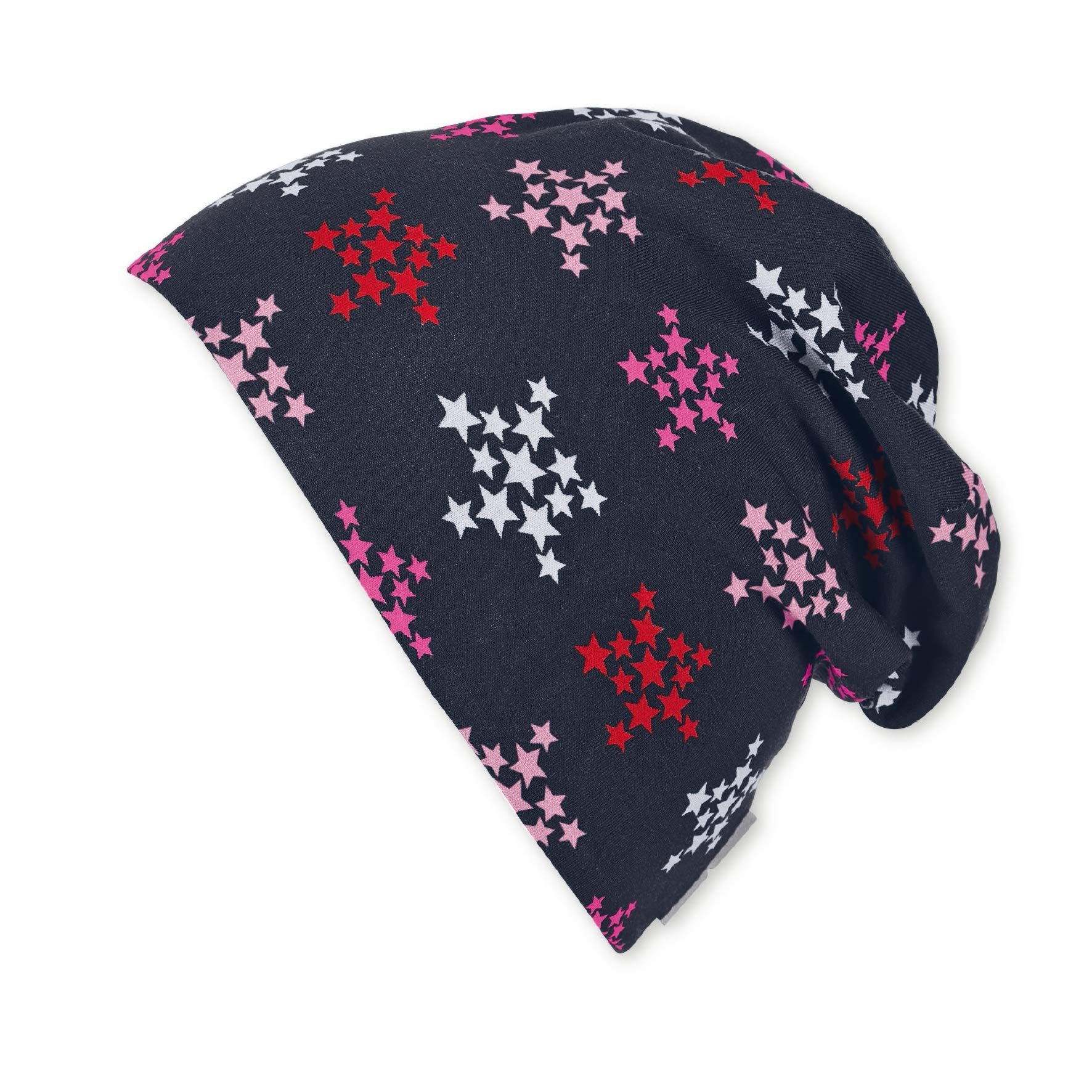 Sterntaler Reversible Slouch Beanie Hat with Star and Stripes Pattern, Age: 12-18 Months, Size: 49 cm, Magenta