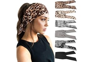 DRESHOW 6 PCS Adjustable Headbands for Women Knotted Headbands Elastic Non-Slip Fashion Hair Bands for Workout Sports Running Yoga
