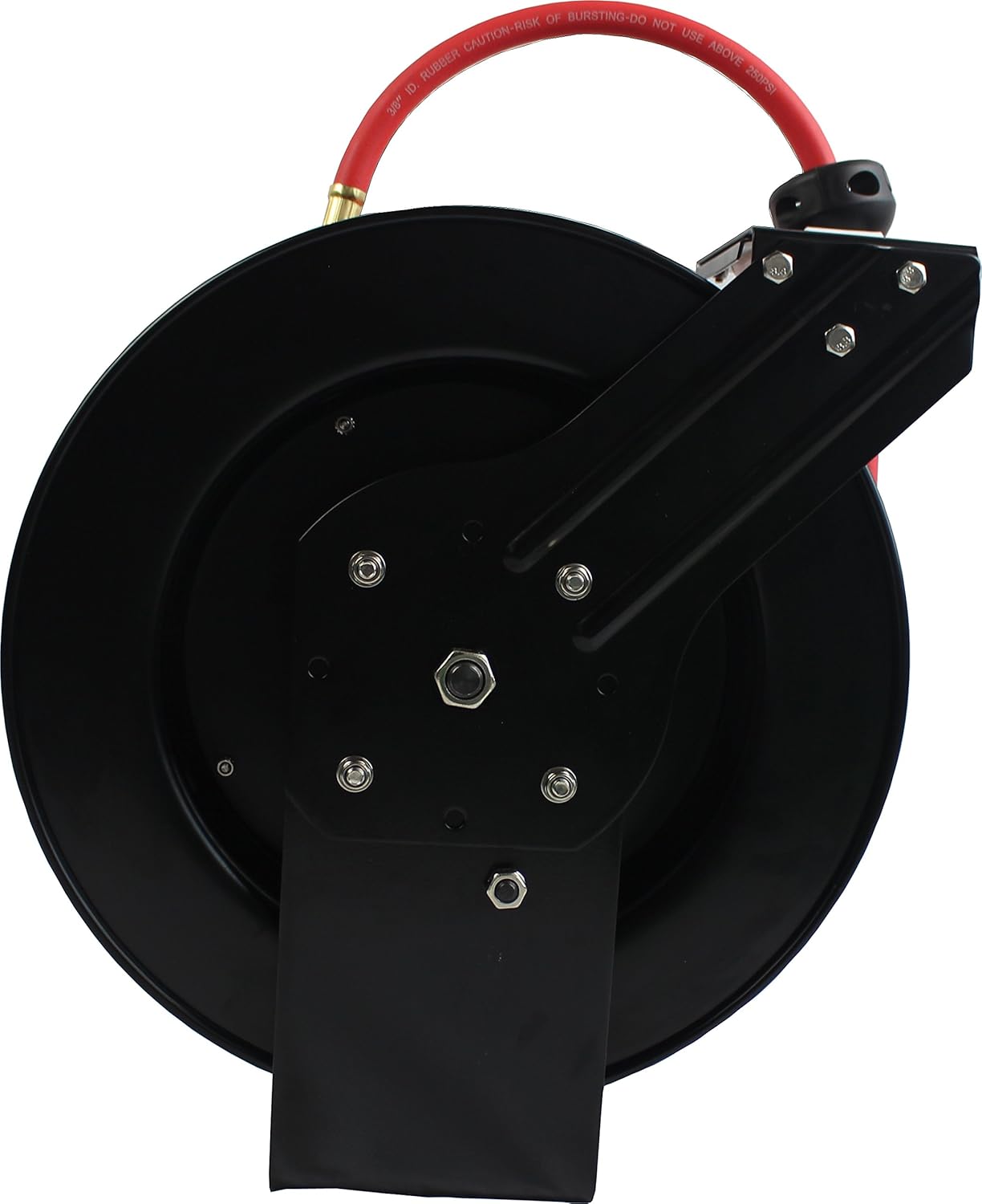 MaxWorks 80720 50ft Auto Rewind Retractable Reel with 3/8" x 50' Air Hose with Brass Fittings: Automotive
