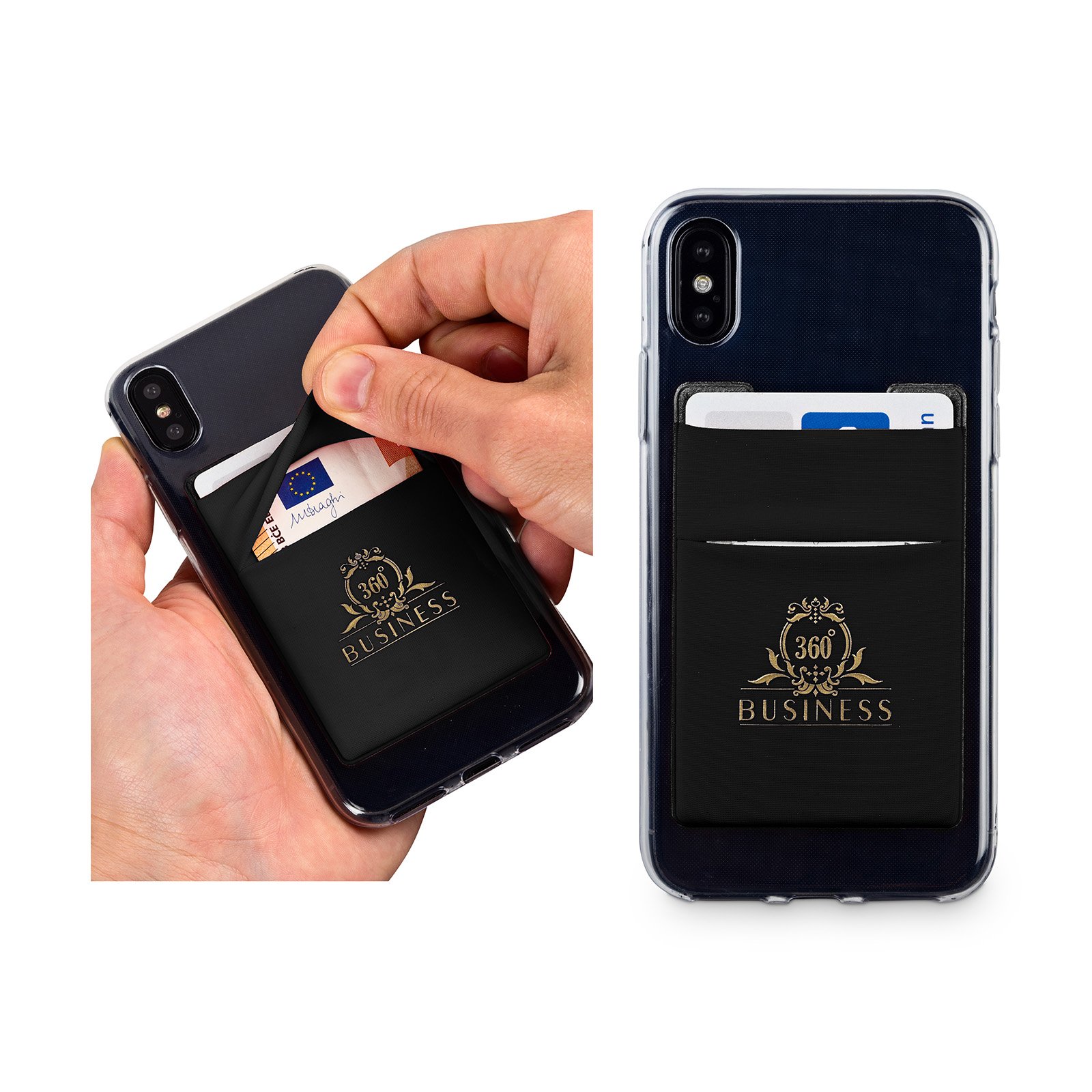 Handy Kartenhalter I Smartphone Kreditkartenhalter Geldbörse I Handy Zubehör I klebende Handyhülle I Phone Wallet I Kartenhülle I Handytasche I Wallet Handy I Hülle für Ausweis, Kreditkarte (Schwarz)