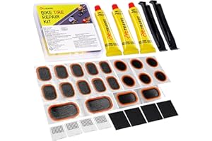 cyctravel Bike Tire Repair Kit, Bicycle Inner Tube Puncture Patch Kits with 20 PCS Vulcanizing Patches, User Manual, Metal Ra