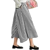 FaroDor Women Gingham Culottes Wide Leg Palazzo Pants Elastic Waist Plaid Capri with Pocket