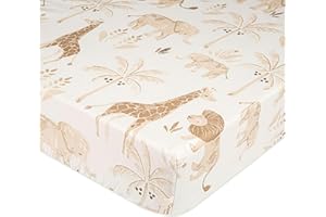 Crane Baby Safari Nursery Decor Crib Sheet, 100% Cotton Fitted Sheet for Standard Mattress 28in X 52in, Breathable Toddler Bed Sheet for Boys and Girls