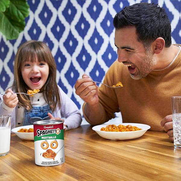 SPAGHETTIOS CANNED PASTA WITH MEATBALLS, 15.6 OZ CAN