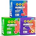 Shameless Snacks Fan Favorites Bundle Healthy Low Carb Keto Gummies Red Raspberry, Watermelon and Sour Peach