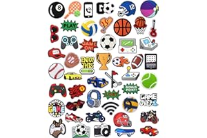 50PCS Games and Sports Ball Shoe Charms, Construction Vehicle and Computer Shoe Decoration Pins for Clog, Funny Accessories f