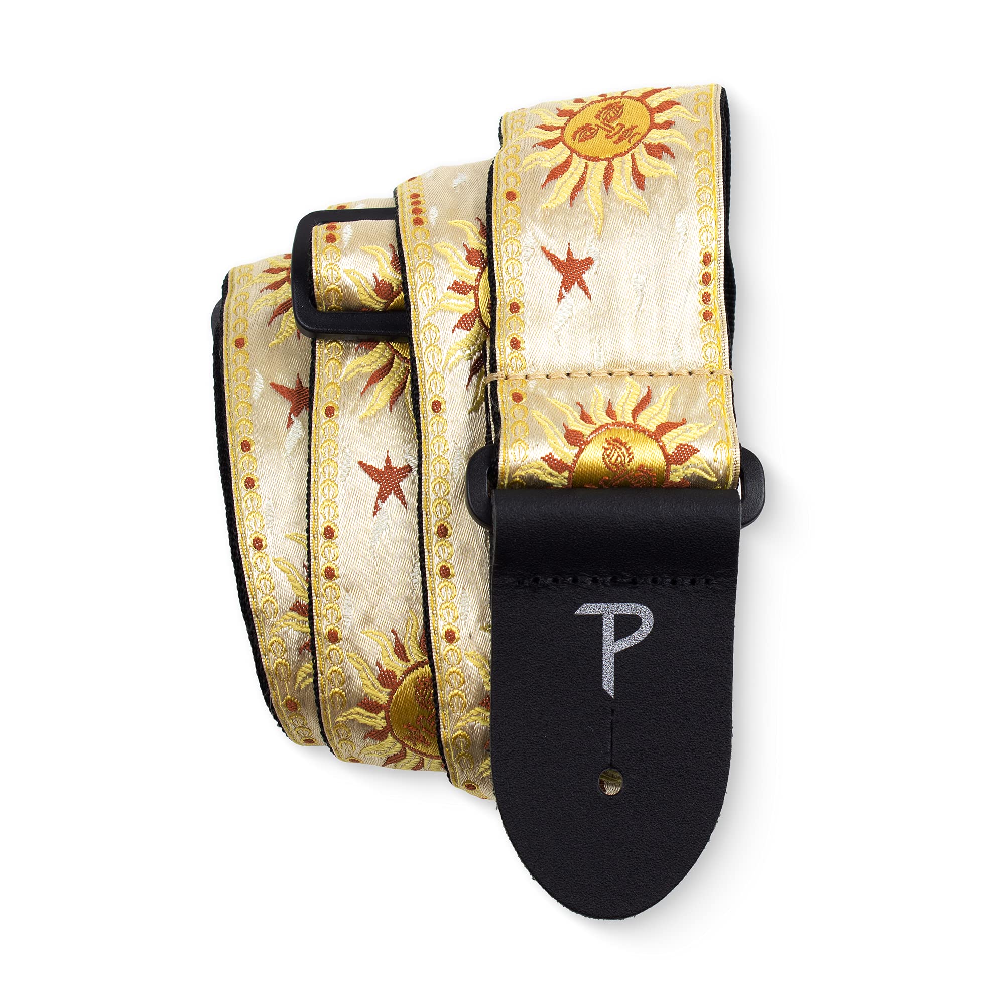 Perri’s Leathers Ltd. - Guitar Strap - Nylon - Jacquard - Hello Sunshine - Gold - Adjustable - For Acoustic/Bass/Electric Guitars - Made in Canada (TWS-7247)