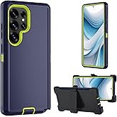 for Samsung Galaxy S25 Ultra case, S25 Ultra Heavy Duty case,with A Tempered Glass Screen Protector, [Military Grade Protective ] [Shockproof] [Dropproof] [Dust-Proof] (with Belt Clip-Blue Green)