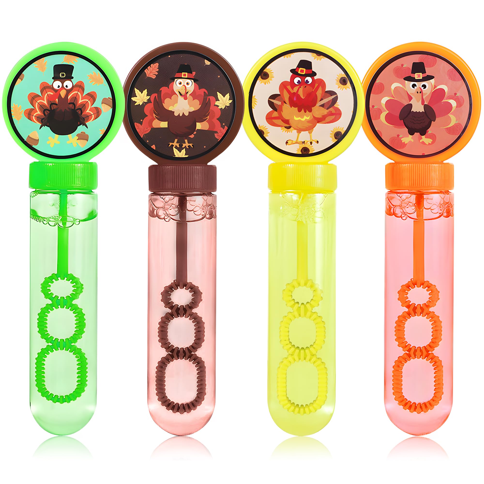 Photo 1 of 24Pcs Fall Thanksgiving Bubbles Party Favors for Kids, Turkey Bubble Wands Bulk Fall Festival Carnival Prizes Toys Classroom Gifts Thanksgiving Fall Pinata Goodie Bag Stuffers Treats for Kids Boy Girl