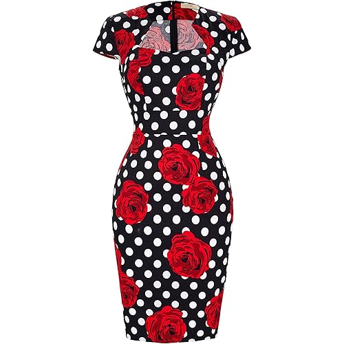 GRACE KARIN Women's 50s Vintage Pencil Dress Cap Sleeve Wiggle Dress CL7597