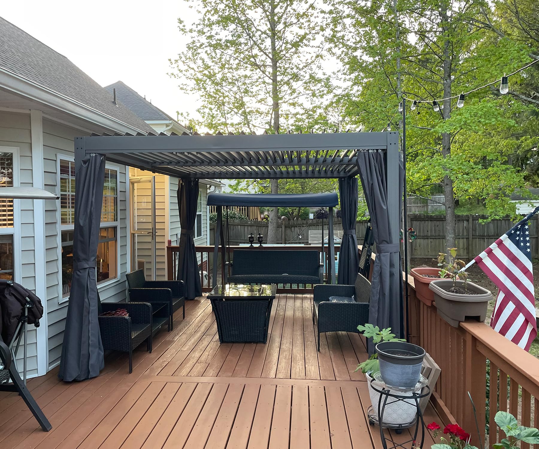 Photo 1 of *** ROOF PANNELS ONLY**** Domi Louvered Pergola 12' × 16', Outdoor Aluminium Pergola Roof, (Gray)