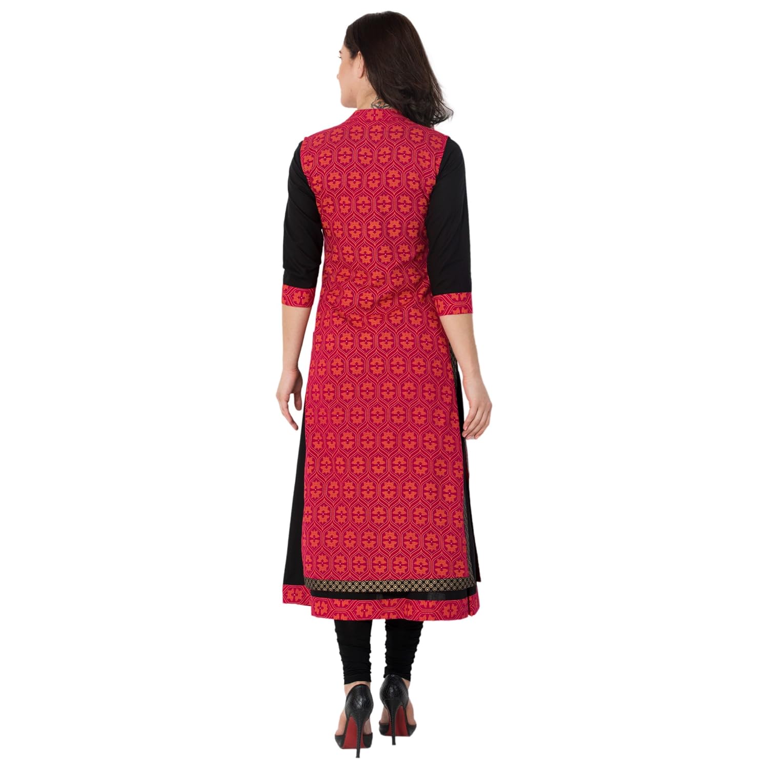 m&d women's cotton printed double layer kurti
