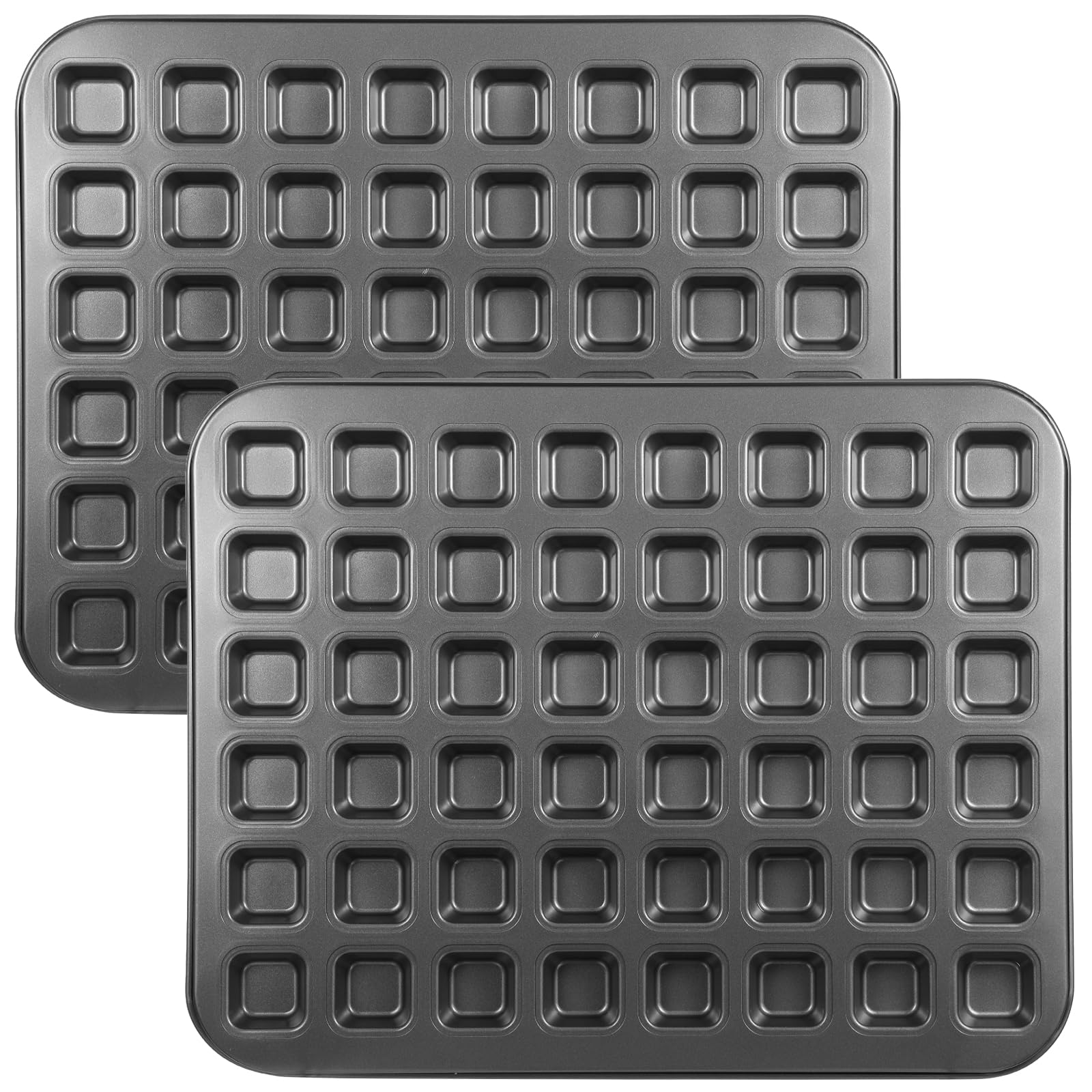 Photo 1 of 2 Pcs 48-cavity Mini Brownie Bites Baking Pan Mini Square Cake Pans Square Small Muffin Tin Nonstick with Dividers Heavy Duty Carbon Steel Cupcake Tool for Cheesecake Cake Party Supplies