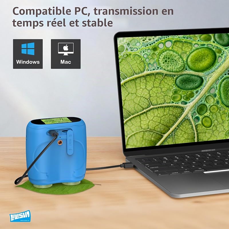 2en1 Microscope Numérique pour Enfants et Jumelles Enfant, IPS 4K 2.0 Pouces Microscope Enfant,8 Lumières LED,Excellent Jouet Scientifique d'activité STEM,Sciences de Plein air pour Les 3 Ans et Plus