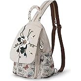Ladys Convertible Sling Bag, Hand Craft Artisan Purse, Girls Beautiful Canvas Premium Casual Day Mini Backpack for Women (Flower Bee)