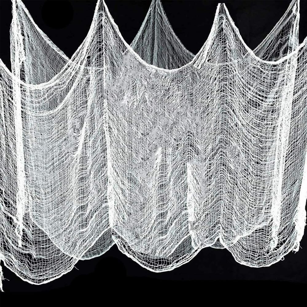 3Pcs Halloween Creepy Cloth 30"x79" & 30Pcs Mini Spiders - Spooky Halloween Hanging Decorations Scary Gauze Cloth Doorways for Halloween Decorations Outdoor Yard Home Wall Decor (3 Pack White)