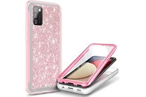 NZND Case for Samsung Galaxy A02S with [Built-in Screen Protector], Full-Body Shockproof Protective Rugged Bumper Cover, Impact Resist Durable Phone Case (Glitter Rose Gold)