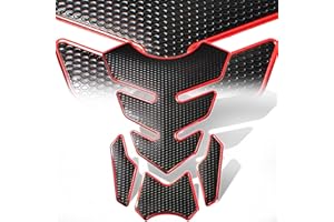 EMOTORCYCLEUSA 3D 4-Piece Customize Fuel Tank Pad Decal / Sticker Perforated Black w/Red Trim