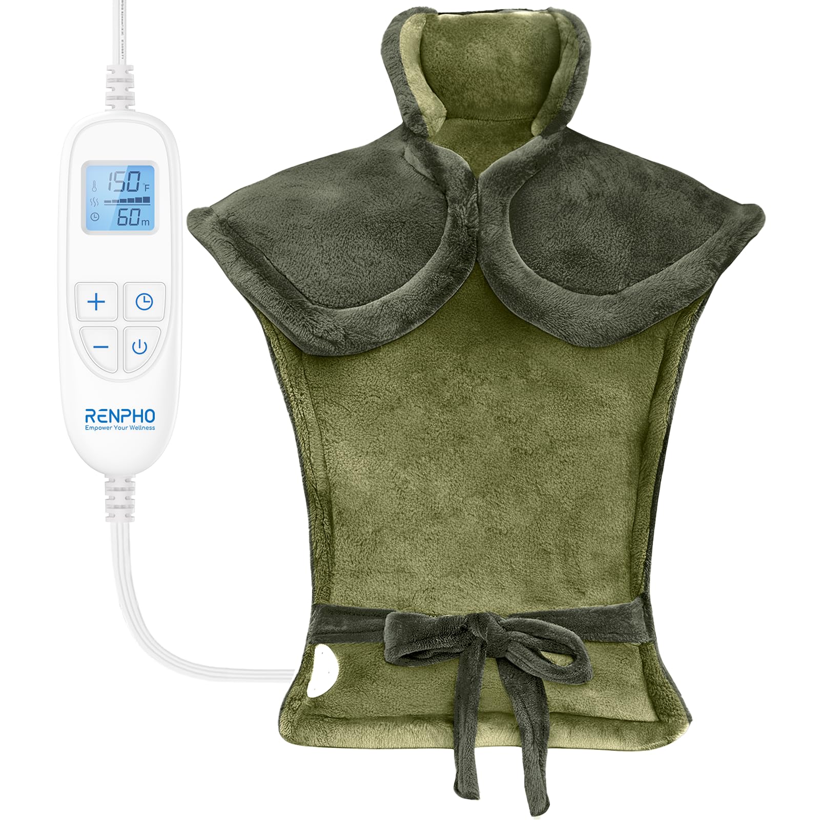 Photo 1 of RENPHO Heating Pad for Back Pain & Period Cramps,Birthday Christmas Gifts for Women Men Mom Dad Seniors, FSA Eligible, Weighted Heat Pad for Neck and Shoulders, 24"x33", ETL Certified, Green
