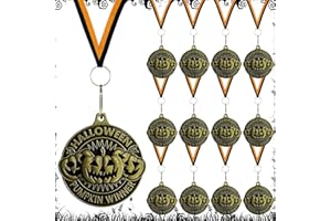 LAIAMER 12 Pcs Halloween Pumpkin Medals, Bulk Pumpkin Carving Award Pumpkin Costume Awards with Neck Ribbons Trick or Treat Medal for Halloween Awards Costume Party Favors