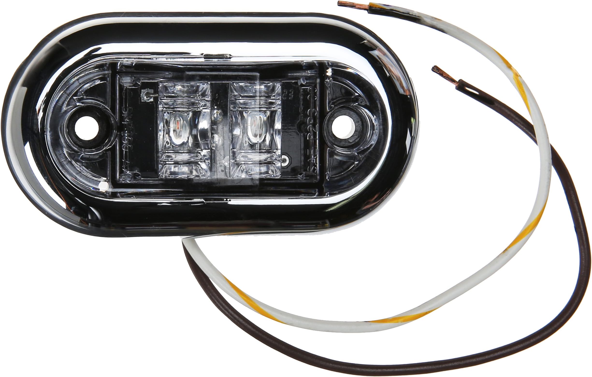 Grote 45243-5 Clear, Amber LED 2 1/2" Oval LED Clearance Marker Light with Chrome Bezel