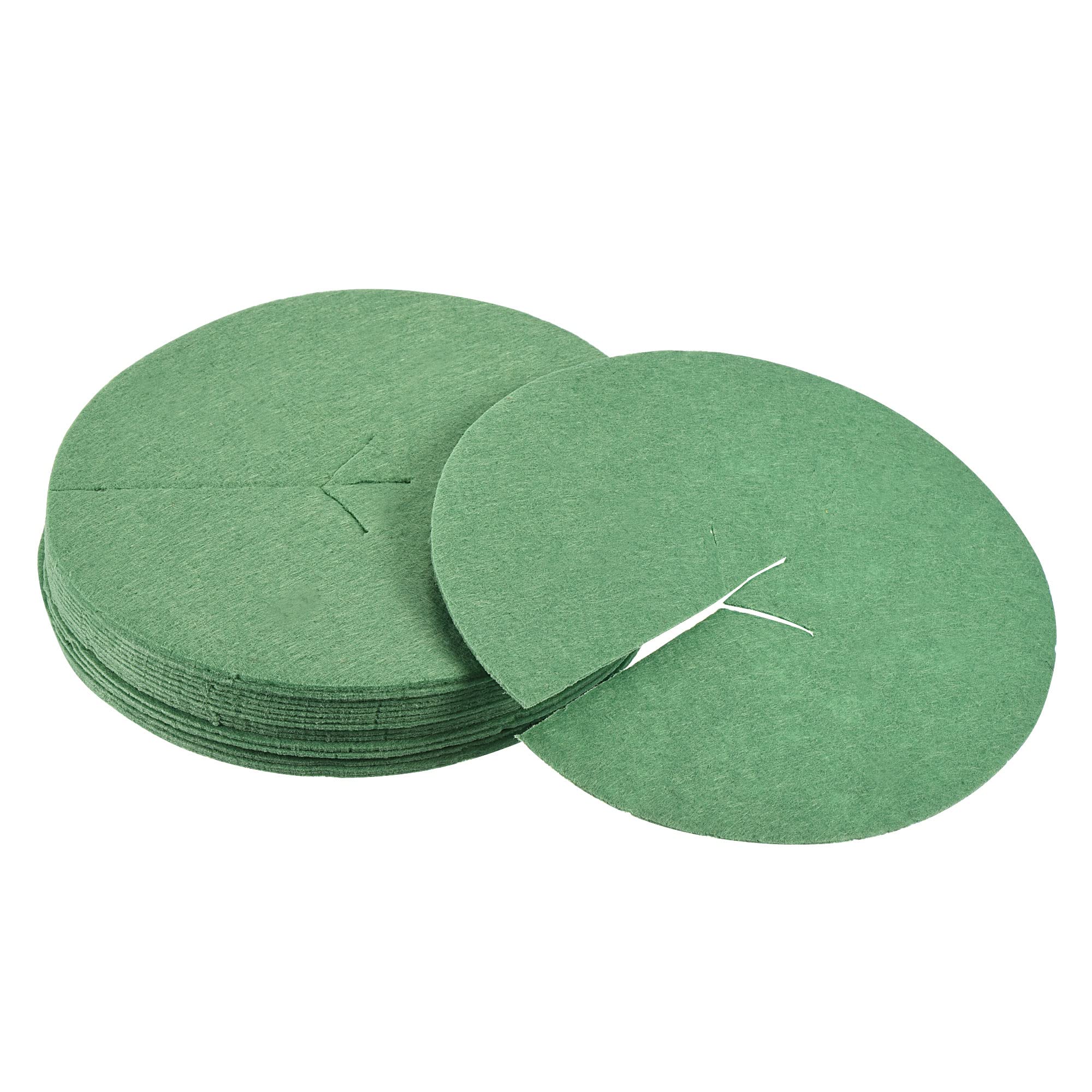 PATIKIL 5.4" OD Mulch Ring, 18 Pack Round Non-Woven Fabric Mat Plant Protection Cover Garden Barrier, Green