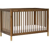 Babyletto Gelato 4-in-1 Baby Crib, Natural Walnut &amp; Brushed Gold Feet | GREENGUARD Gold Certified Convertible Crib - Converts to Toddler Bed &amp; Daybed &amp; Full-Size Bed, 4 Adjustable Mattress Heights