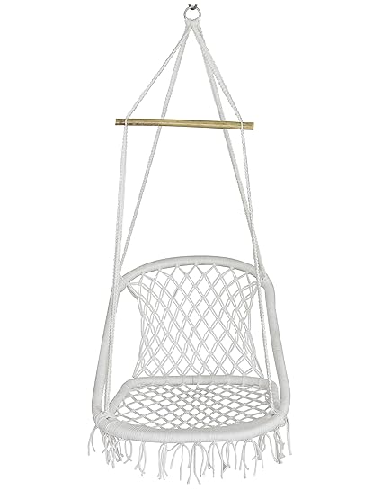NOVICZ Hanging Swing Chair for Balcony Jhula for Kids Adults Home Indoor Outdoor Garden LVLY-M-Whitecolor 1 Year Warranty