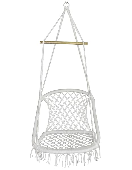 NOVICZ Hanging Swing Chair for Balcony Jhula for Kids Adults Home Indoor Outdoor Garden LVLY-XL-Whitecolor 1 Year Warranty