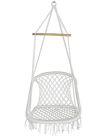 NOVICZ Hanging Swing Chair for Balcony Jhula for Kids Adults Home Indoor Outdoor Garden LVLY-M-Whitecolor 1 Year Warranty