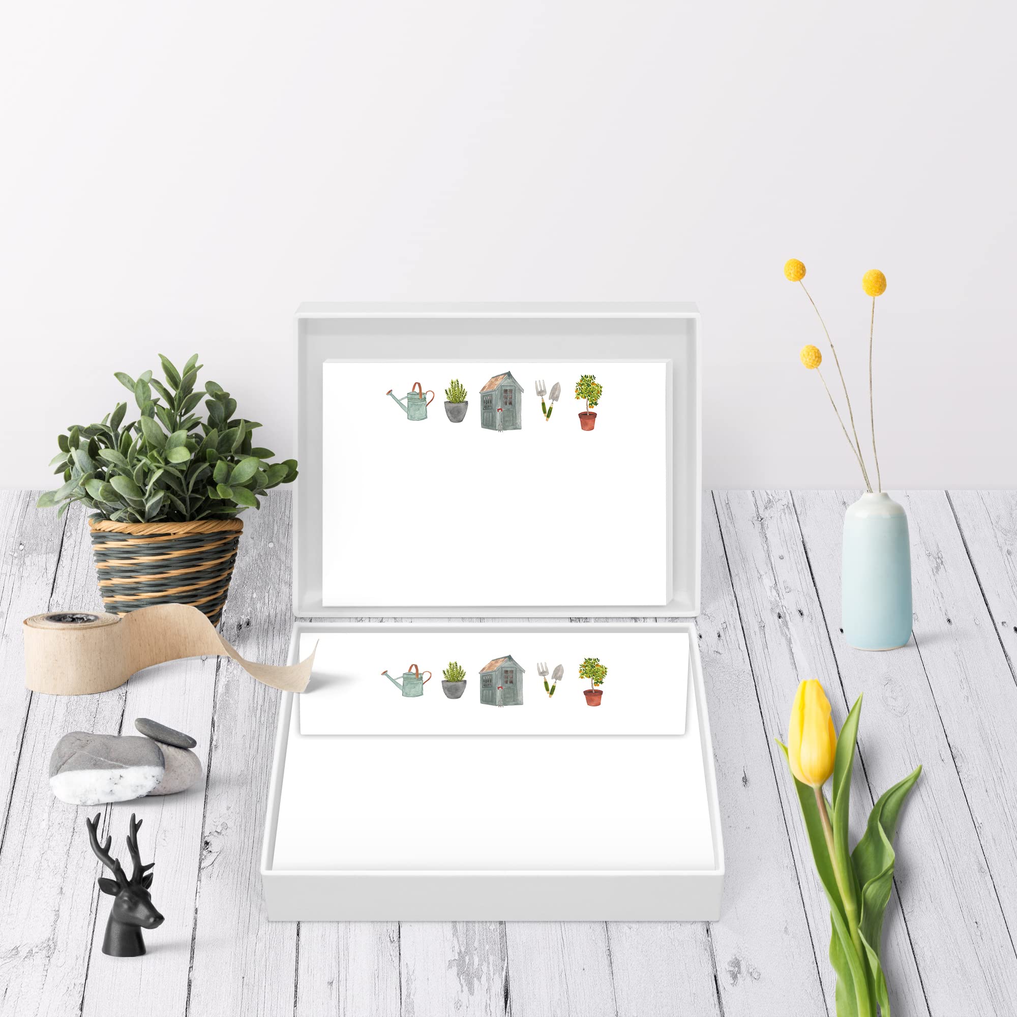 Me Loovely Summer Garden Flat Notecard and Envelopes Set Writing Supplies Blank Correspondence Cards for Holiday Greetings | Christmas Gifts (A6 Size, Multipack of 40)