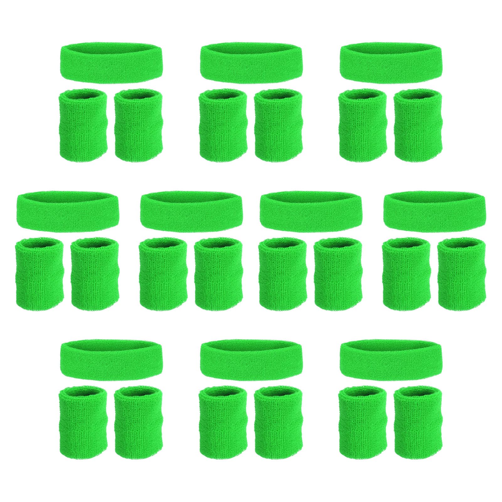 PATIKIL Sweatbands Headband Wristband, 10 Set/30Pcs Sweatband Terry Cloth for Sports Basketball Tennis Athletic Gym Working Out, Fruit Green