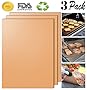 Aoocan Gold Grill Mat Set of 3- 100% Non-stick BBQ Grill & Baking Mats - FDA-Approved, PFOA Free, Reusable and Easy to Clean - Works on Gas, Charcoal, Electric Grill and More - 15.75 x 13 Inch