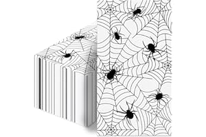 WUHUZSM 100 PCS Halloween Napkins - Spider Webs Design, Cocktail Disposable Paper Napkins, Decorative Dinner Hand Napkin for Festival Birthday Party Decoration
