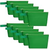 Sinzip 10 Pieces Cotton Canvas Makeup Bag with Bottom and Strap, Multi-Purpose Cosmetic Bag with Zipper Travel Toiletry Pouch, Blank DIY Craft Bag (Green, S)