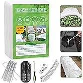 MuyuRise 10 FT x 33 FT Plant Covers Freeze Protection kit - 1.8 oz/yd² Thickened Frost Cloths Blankets with Garden Row Cover Accessories for Outdoor Plants, Protect in Winter Cold/Sun Pests (White)