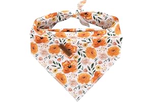 Elegant Little Tail Dog Bandanas - 1Pack Floral Print Washable Scarf, Female Square Bib Kerchief, Adjustable Pet Bandana for Medium Large Dogs