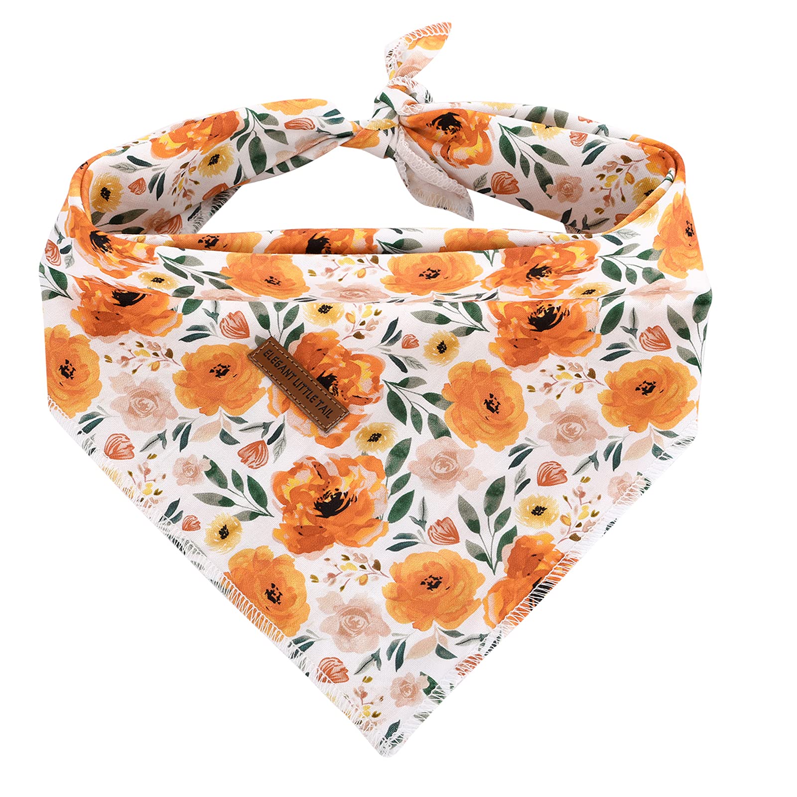 Elegant little tail Dog Bandanas - 1Pack Floral Print Washable Dog Scarf Female Square Bib Kerchief Scarf Adjustable Pet Bandana for Medium Large Dogs