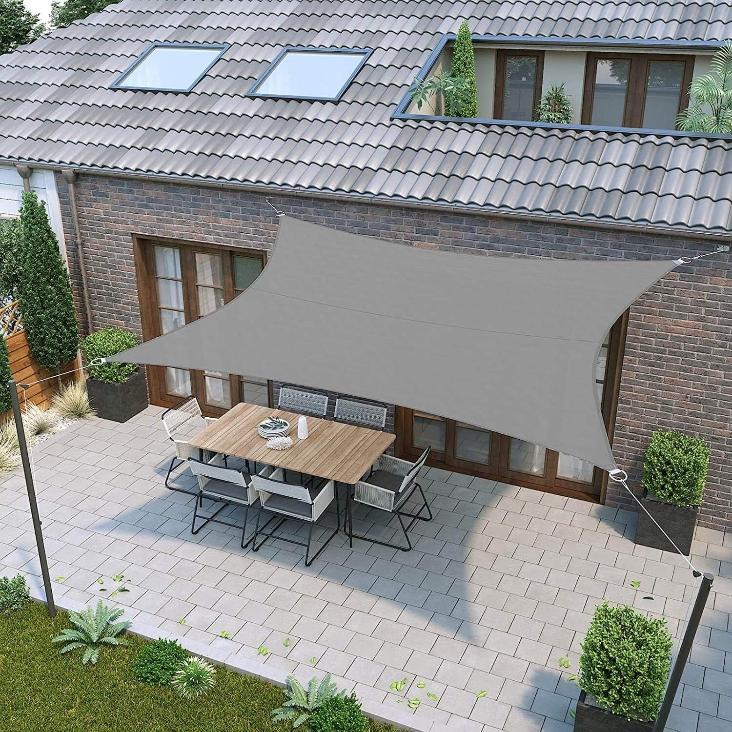 RICHIE Shade Sail Rectangle 12'x12' Waterproof Sun Shade Sail Outdoor Canopy Awning 98% UV Block Patio and Pergola Cover, Grey : Garden & Outdoor