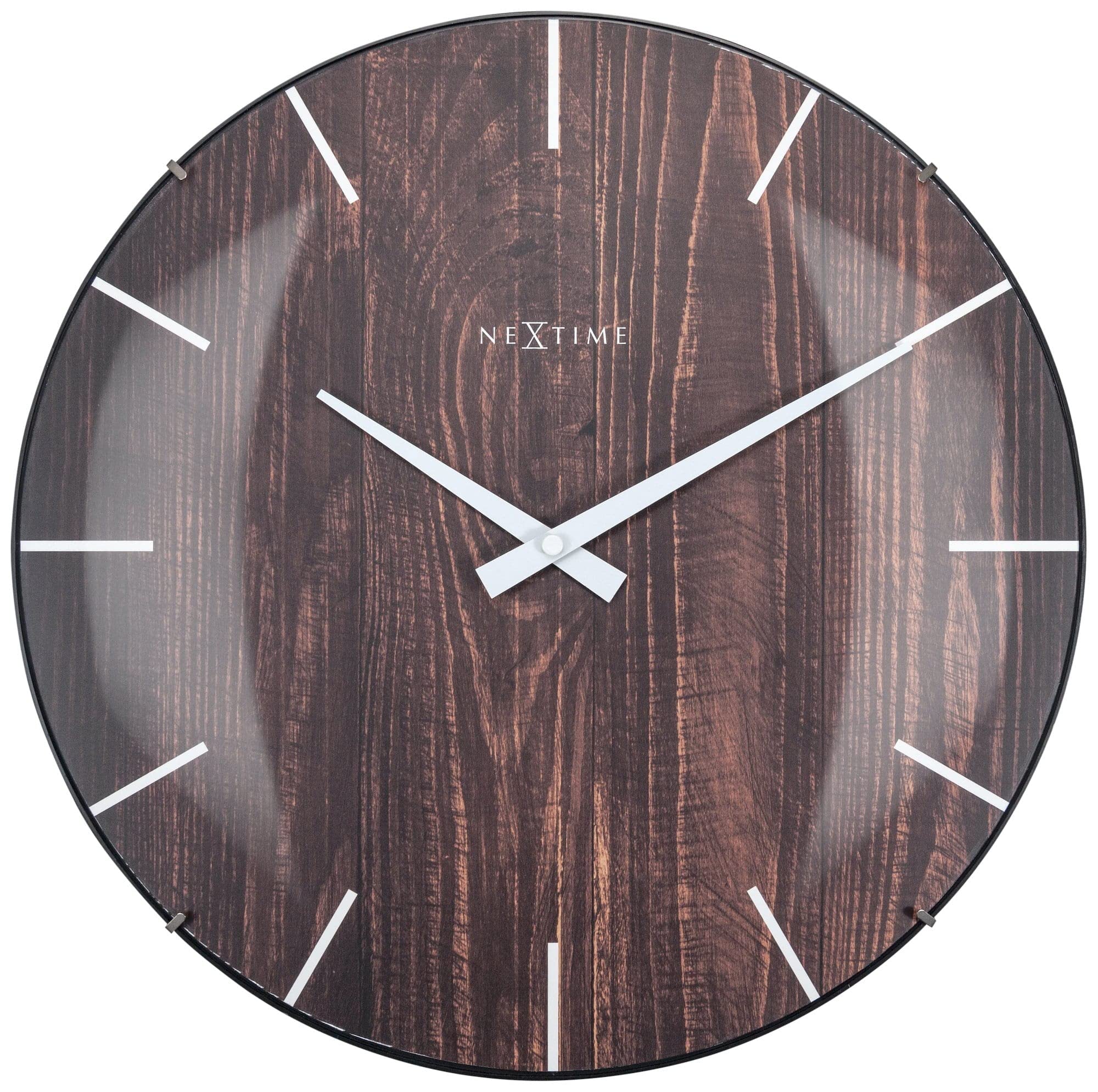 NexTime- Wall clock - Ø 35 cm - Dome Glass - Brown - 'Edge Wood Dome'