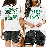 Football Shirt for Women Sunday Funday T Shirt Game Day Tee Cute Print Crewneck Tee