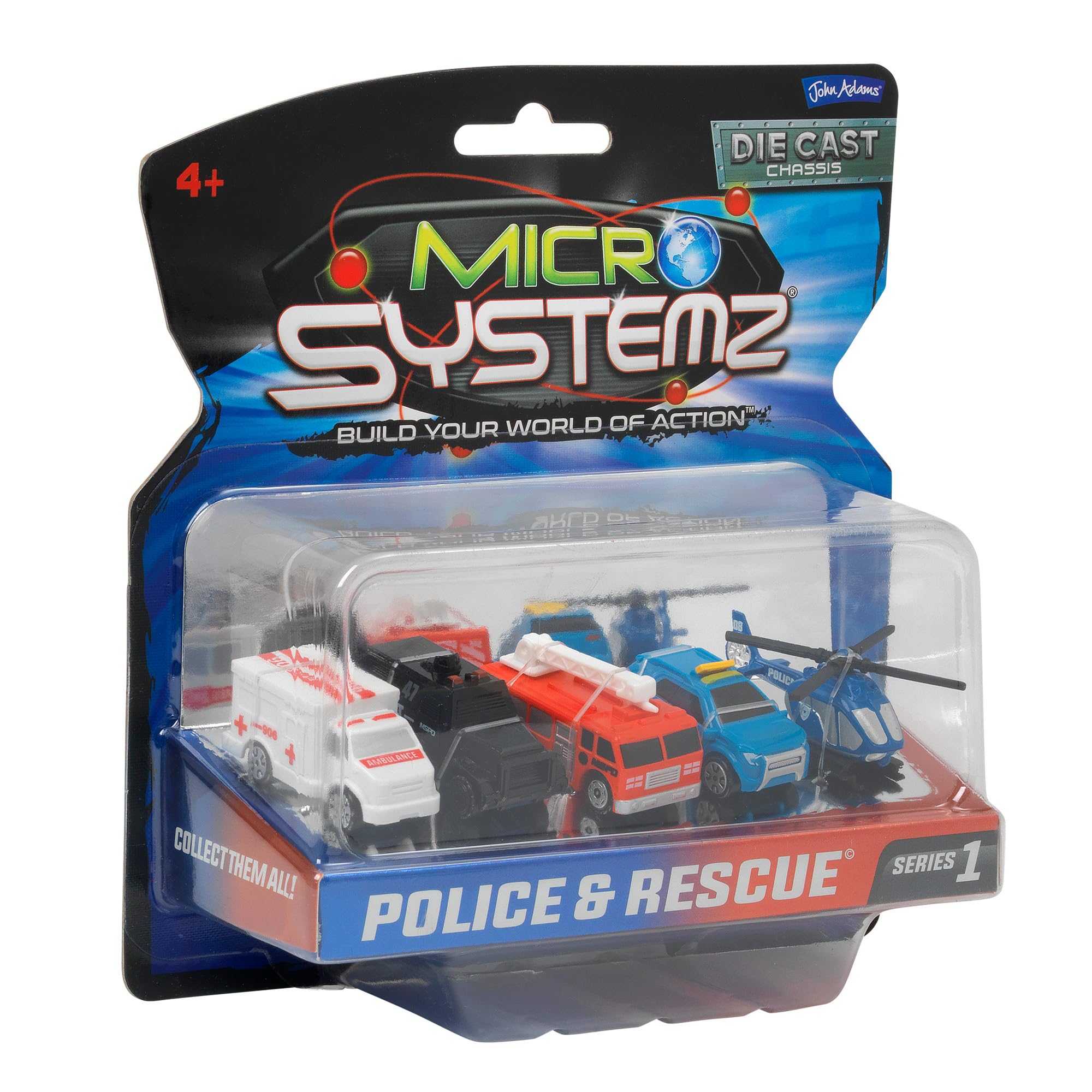 JOHN ADAMS | MICRO SYSTEMZ POLICE & RESCUE: Emergency themed set including 5 different micro vehicles! | Toy Vehicles & Playsets | Die Cast Cars | Ages 4+