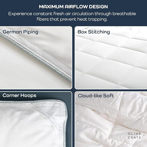 OLIVE + CRATE COOLING OVERSIZE KING SIZE COMFORTER – HYPOALLERGENIC 100% BAMBOO VISCOSE OUTER COVER – OVERSIZED KING DUVET INSERT – FLUFFY LIGHTWEIGHT PLUSH – WHITE COMFORTER – 116″X 98″