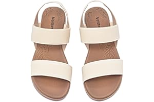Veittes Women's Flat Slide Sandals-Adjustable Double Elastic Bands,Crossover Straps,Fashion Casual Summer Flat Sandals.